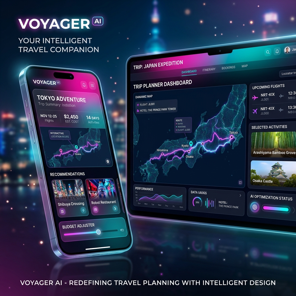 Voyager AI High Fidelity Cross-Device Mobile & Web Mockups